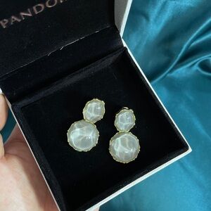 Pandora Gold and White Earrings Set